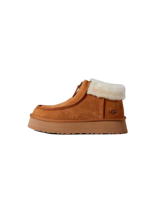 Funkette Low Platform Boots Zip Chestnut - oceanhype -