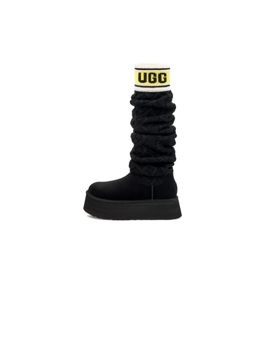 UGG Classic Sweater Letter Tall Boot Black - oceanhype -