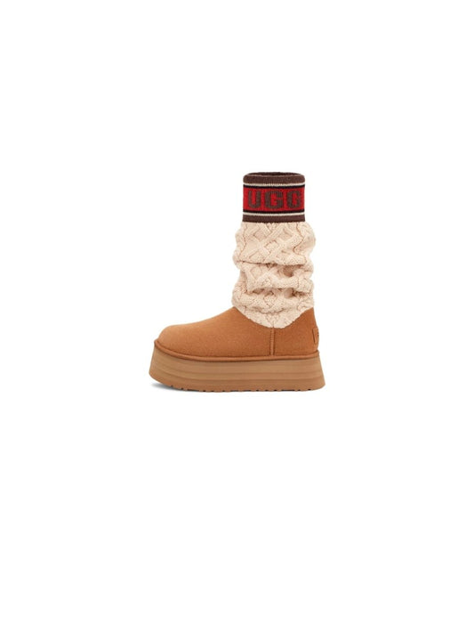 Classic Sweater Letter Boot Chestnut - oceanhype -