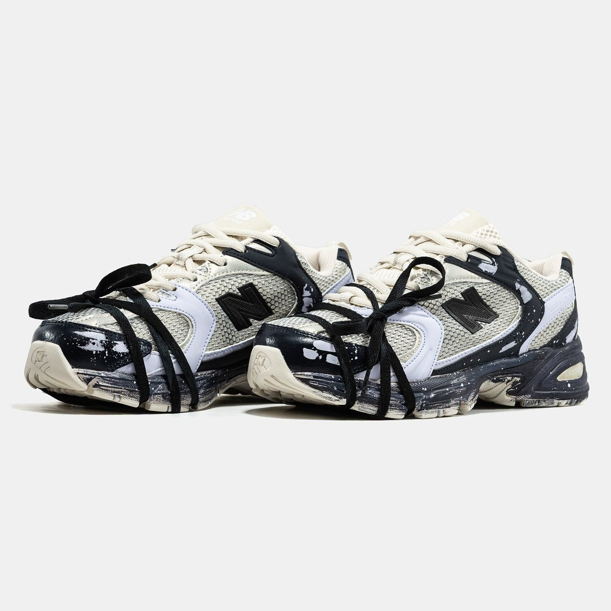 New Balance 530 Custom Beige Black Silver Edition - oceanhype - 