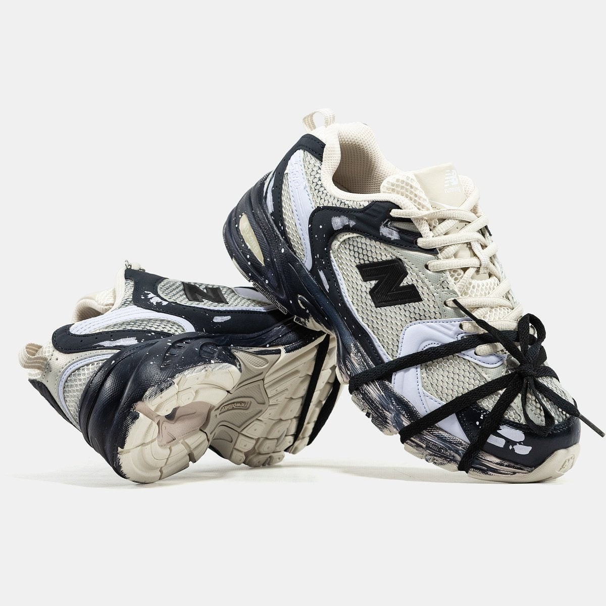 New Balance 530 Custom Beige Black Silver Edition - oceanhype - 