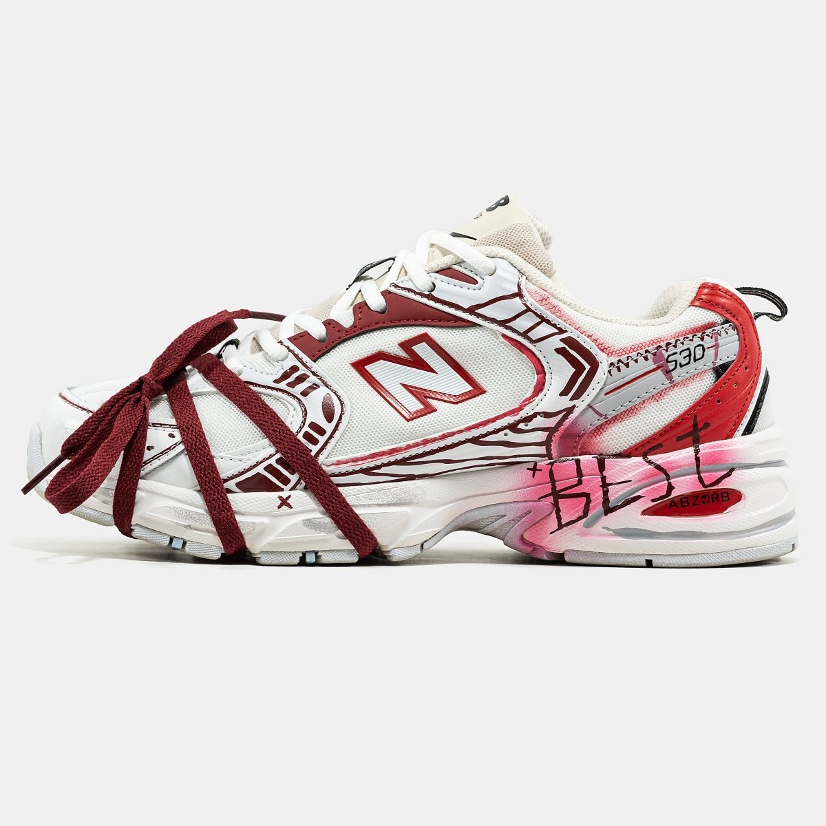 New Balance 530 White Red Custom - oceanhype - 