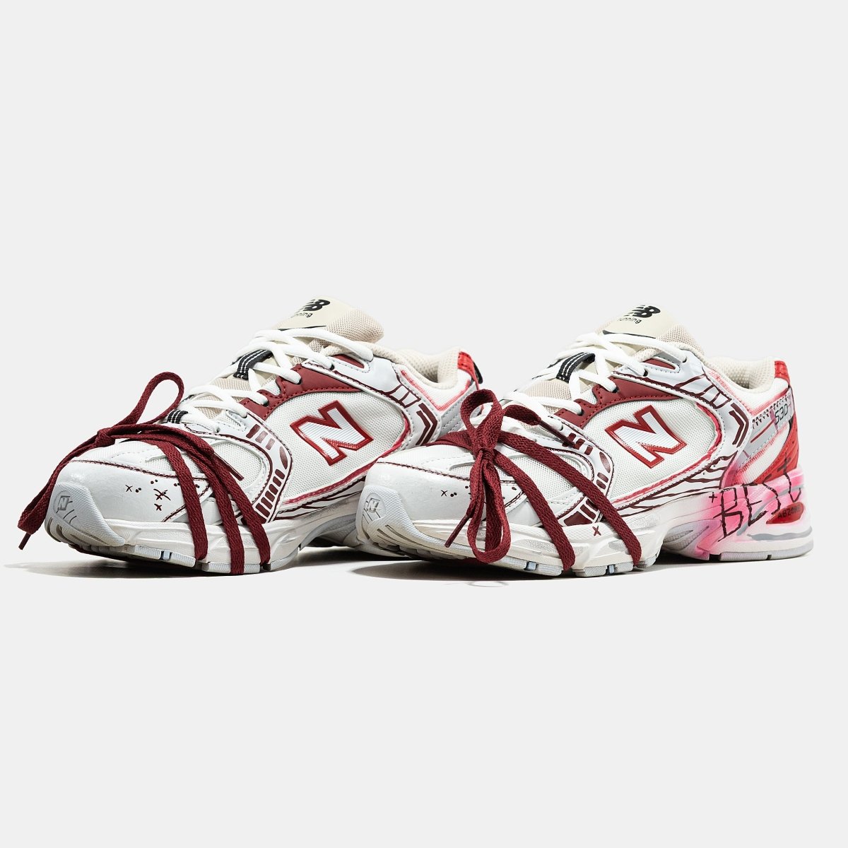 New Balance 530 White Red Custom - oceanhype - 