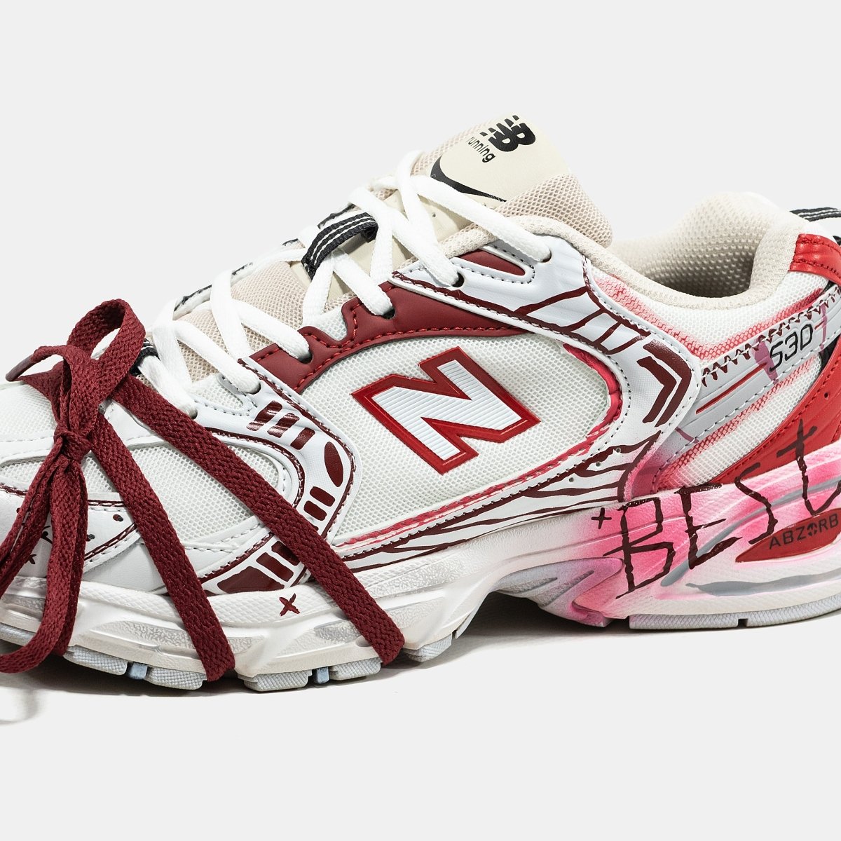 New Balance 530 White Red Custom - oceanhype - 
