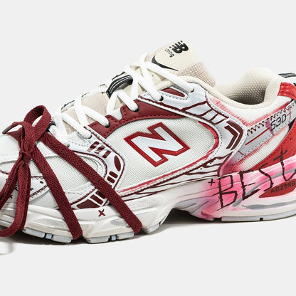 New Balance 530 White Red Custom - oceanhype - 