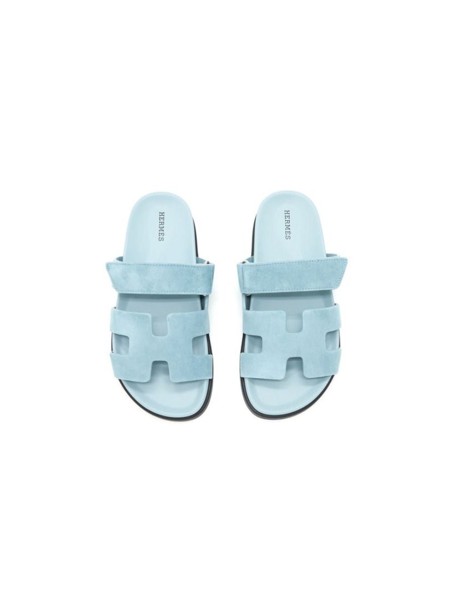 Hermes Chypre Sandals Suede Blue - oceanhype - 