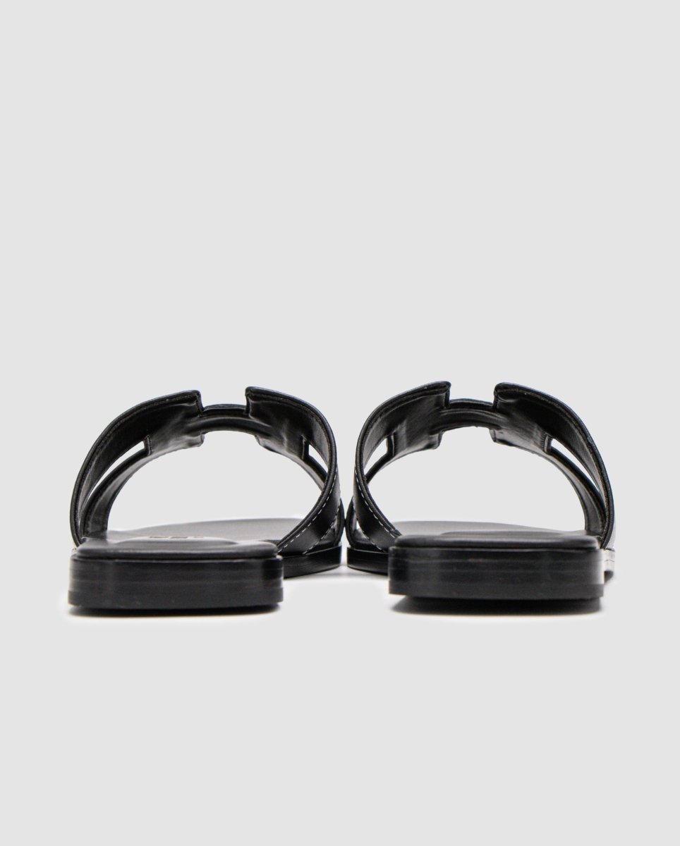 Hermes Oran Sandals Black Calfskin - oceanhype - 
