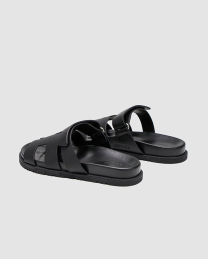 Hermes Chypre Sandals Black Calfskin - oceanhype - 