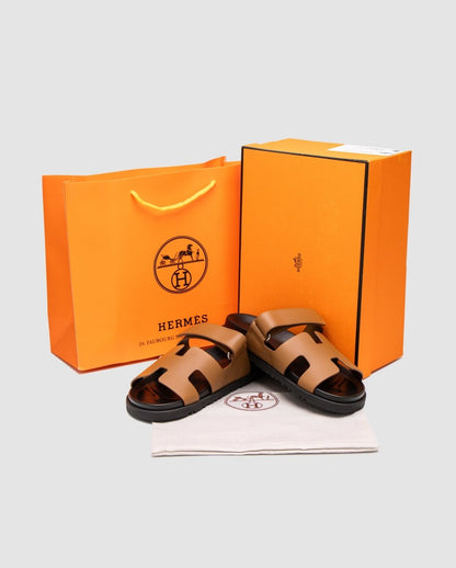 Hermes Chypre Sandals Naturel Calfskin - oceanhype - 