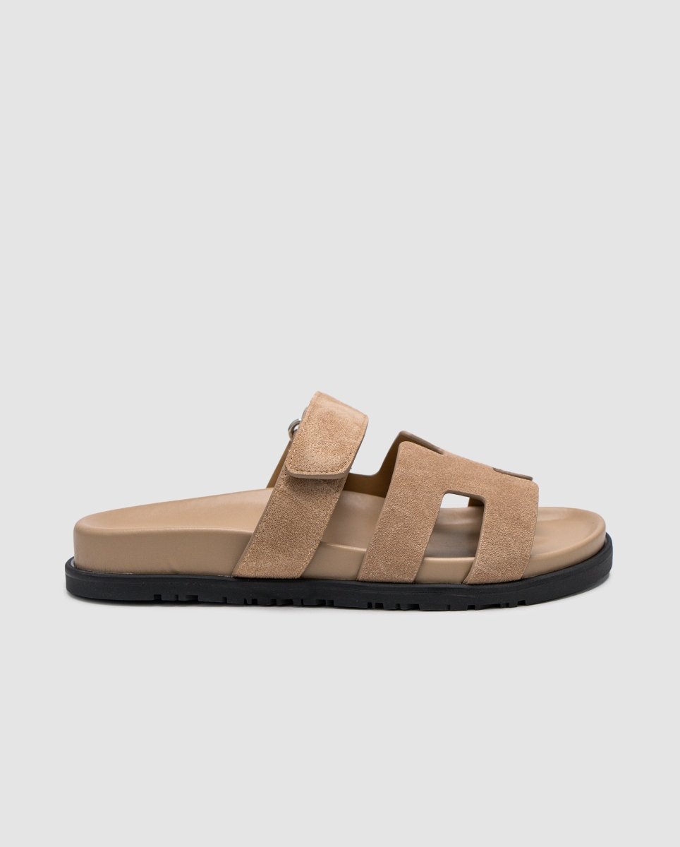 Hermes Chypre Sandals Beige Suede - oceanhype - 