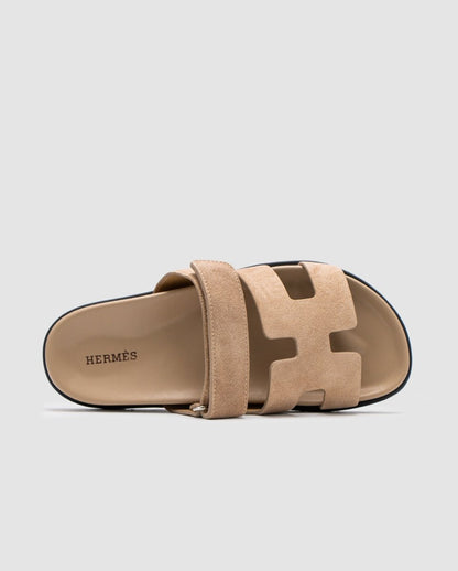 Hermes Chypre Sandals Beige Suede - oceanhype - 