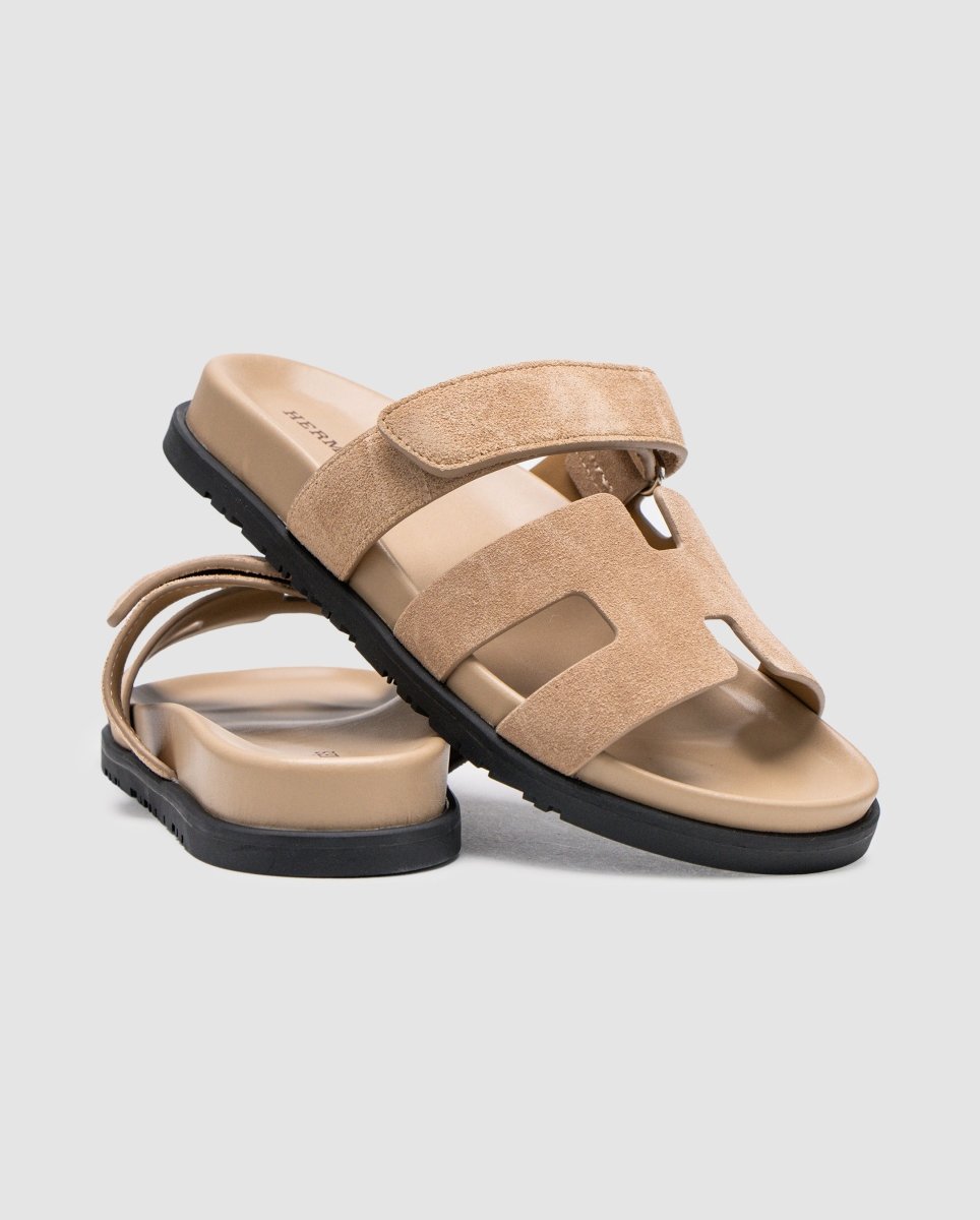 Hermes Chypre Sandals Beige Suede - oceanhype - 