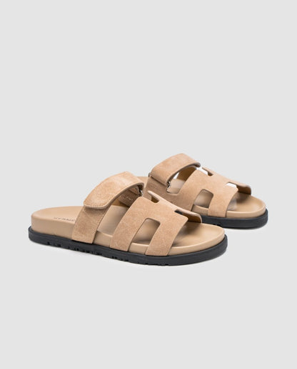 Hermes Chypre Sandals Beige Suede - oceanhype - 