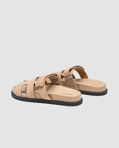 Hermes Chypre Sandals Beige Suede - oceanhype - 