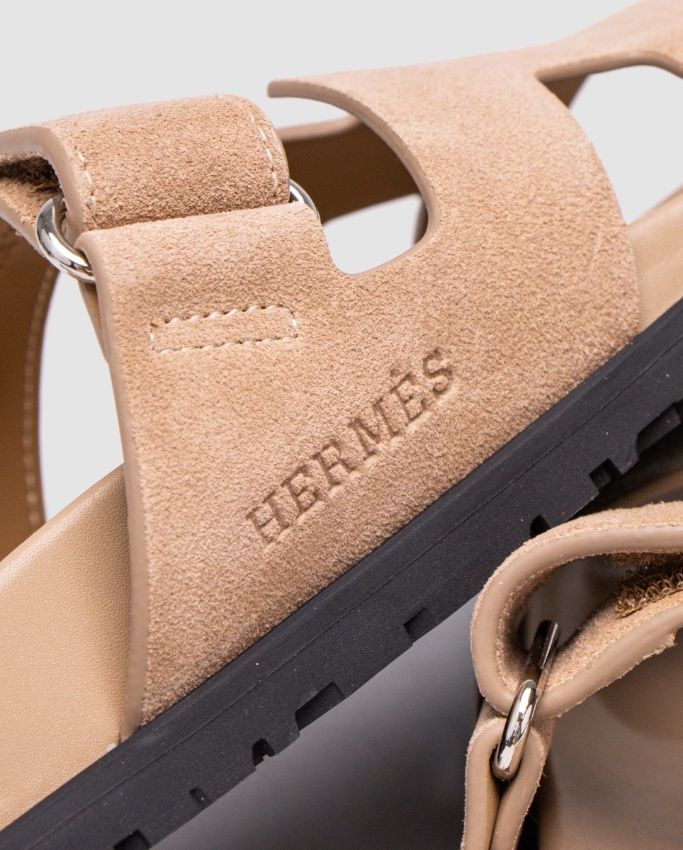 Hermes Chypre Sandals Beige Suede - oceanhype - 