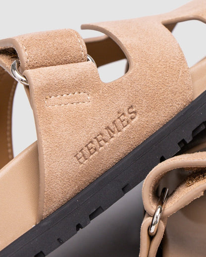 Hermes Chypre Sandals Beige Suede - oceanhype - 