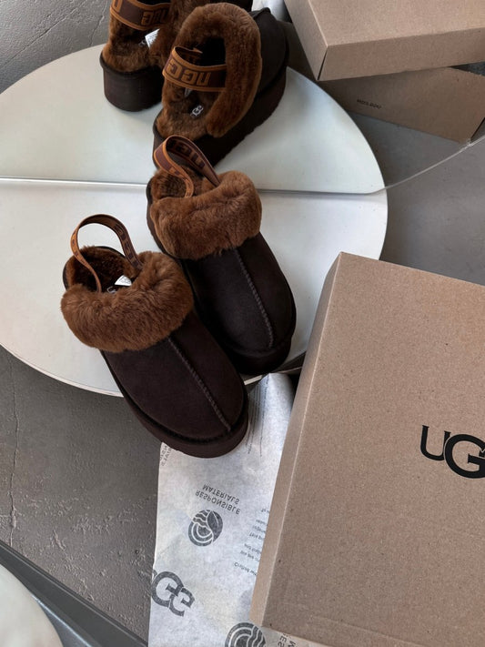 UGG Funkette Slipper Platform Chocolate - oceanhype - 