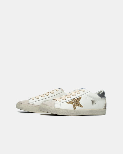 Golden Goose Super-Star Sneakers With Golden Glitter - oceanhype -