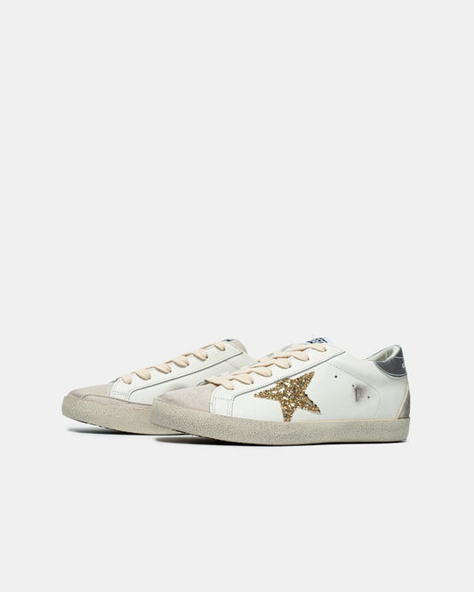 Golden Goose Super-Star Sneakers With Golden Glitter - oceanhype -