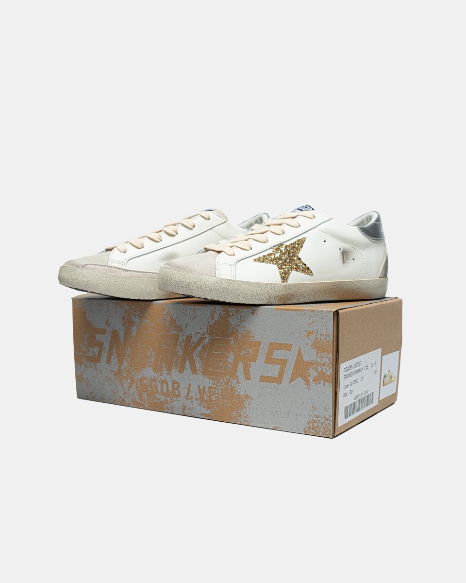 Golden Goose Super-Star Sneakers With Golden Glitter - oceanhype -