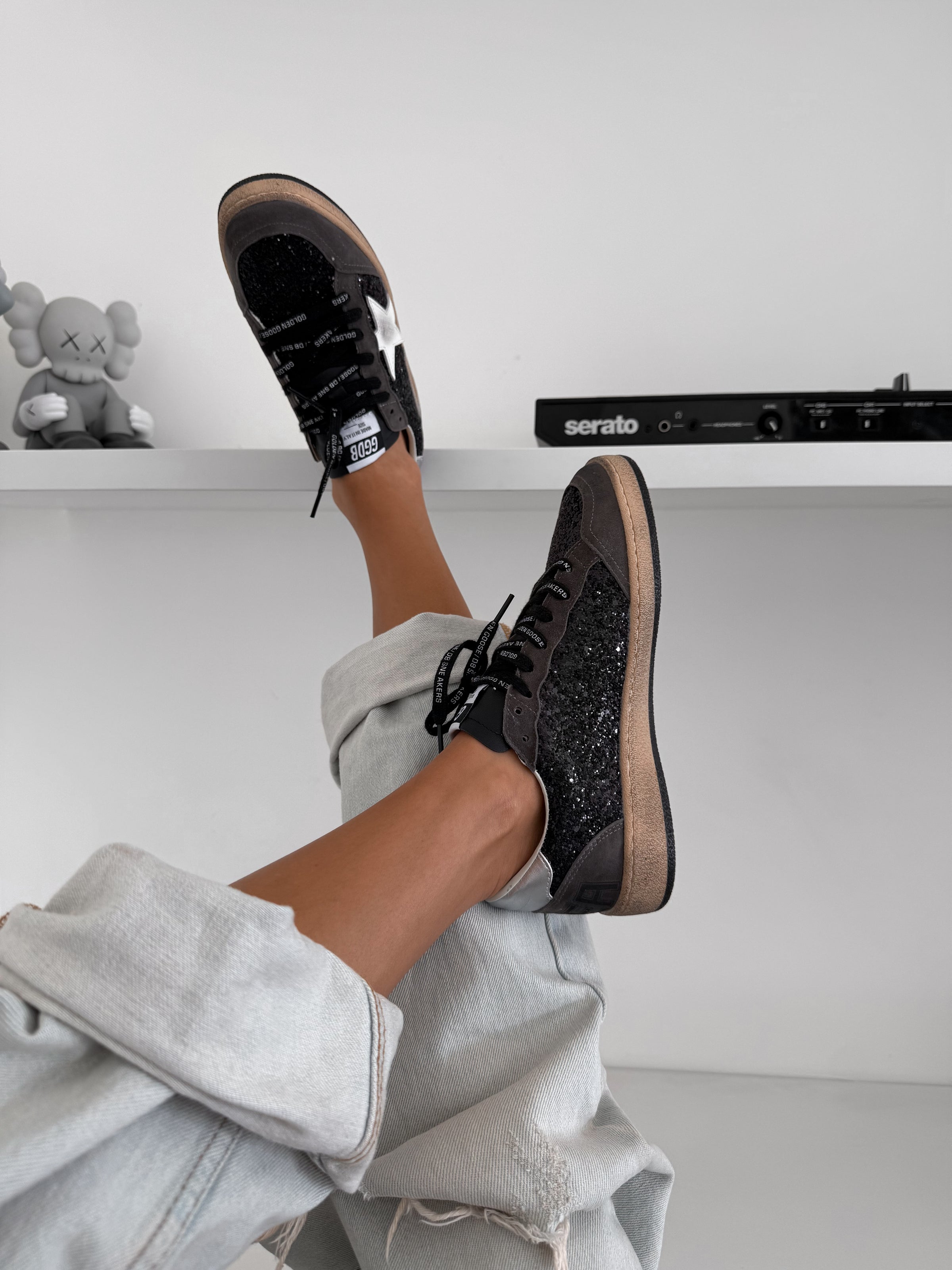 Golden Goose Ball Star in Glitter with Leather Star