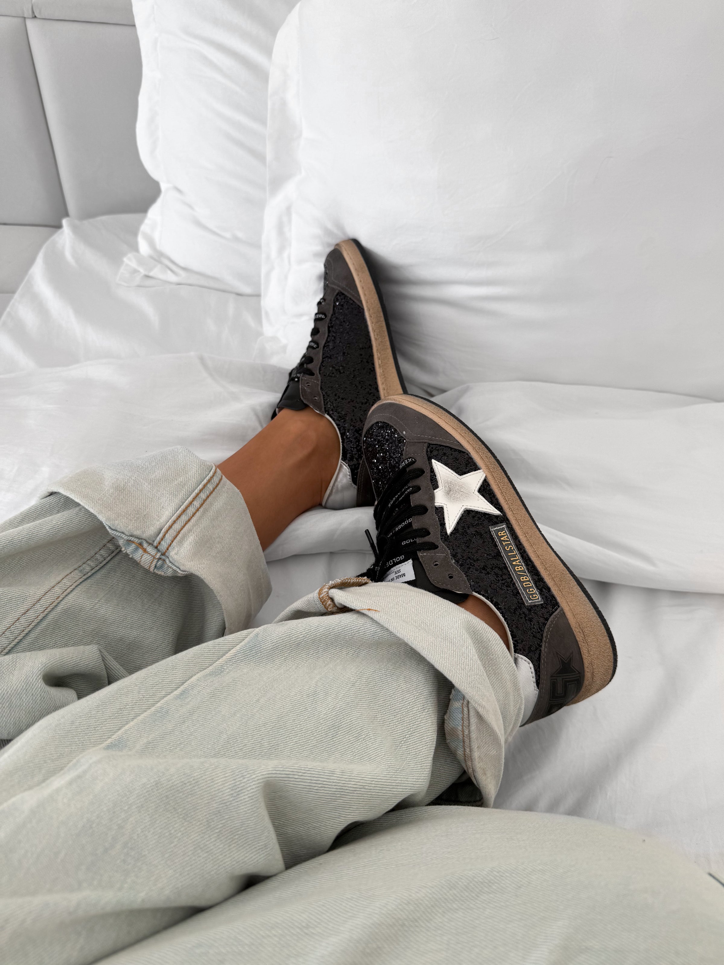 Golden Goose Ball Star in Glitter with Leather Star