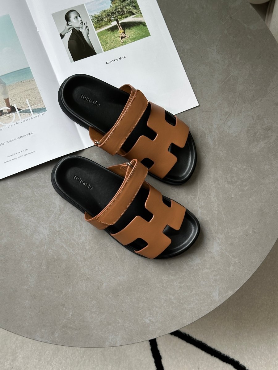 Hermes Chypre Sandals Naturel Calfskin - oceanhype - 