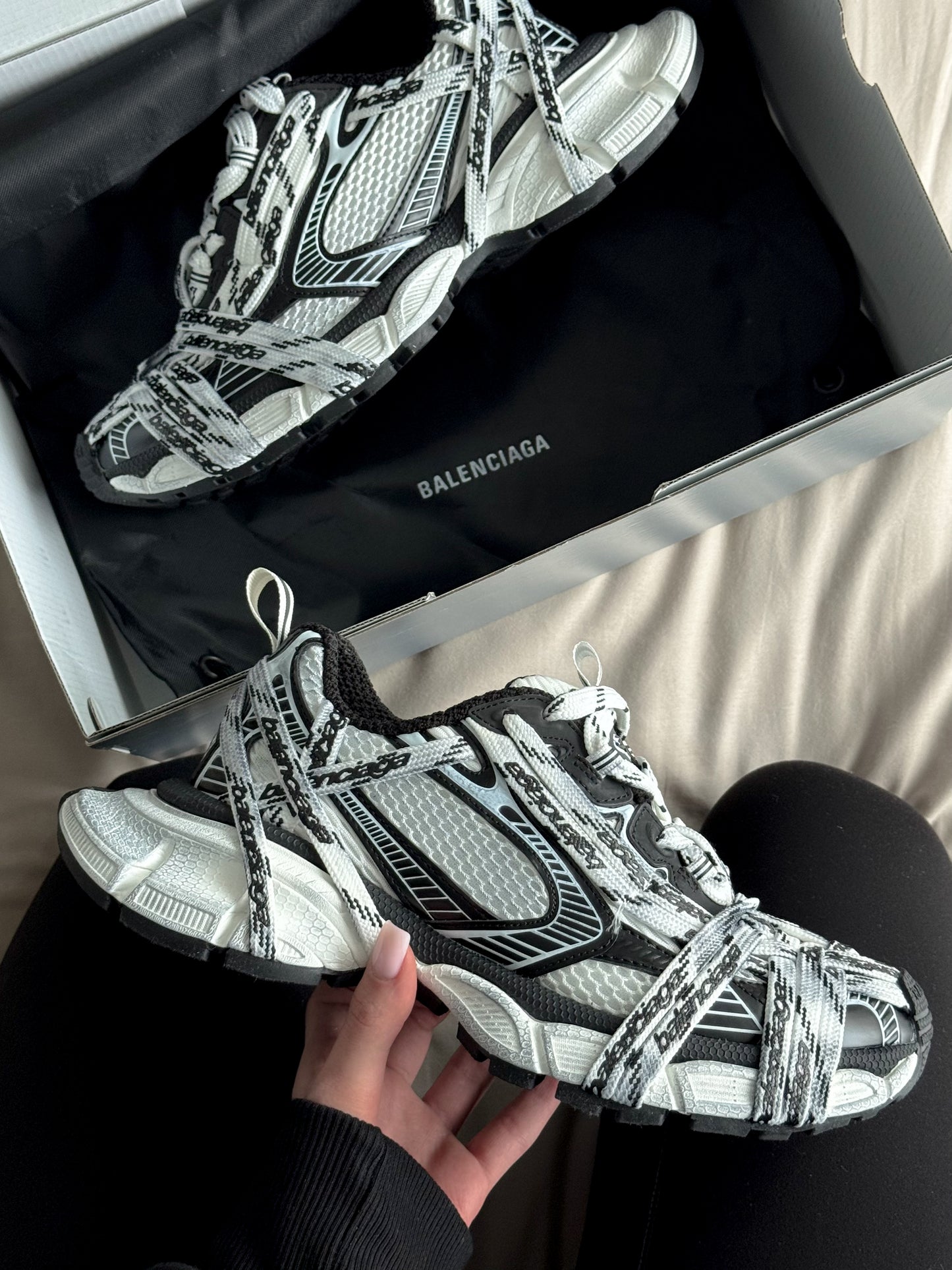 Balenciaga 3XL Extreme Laces Logo Sneaker in White Black