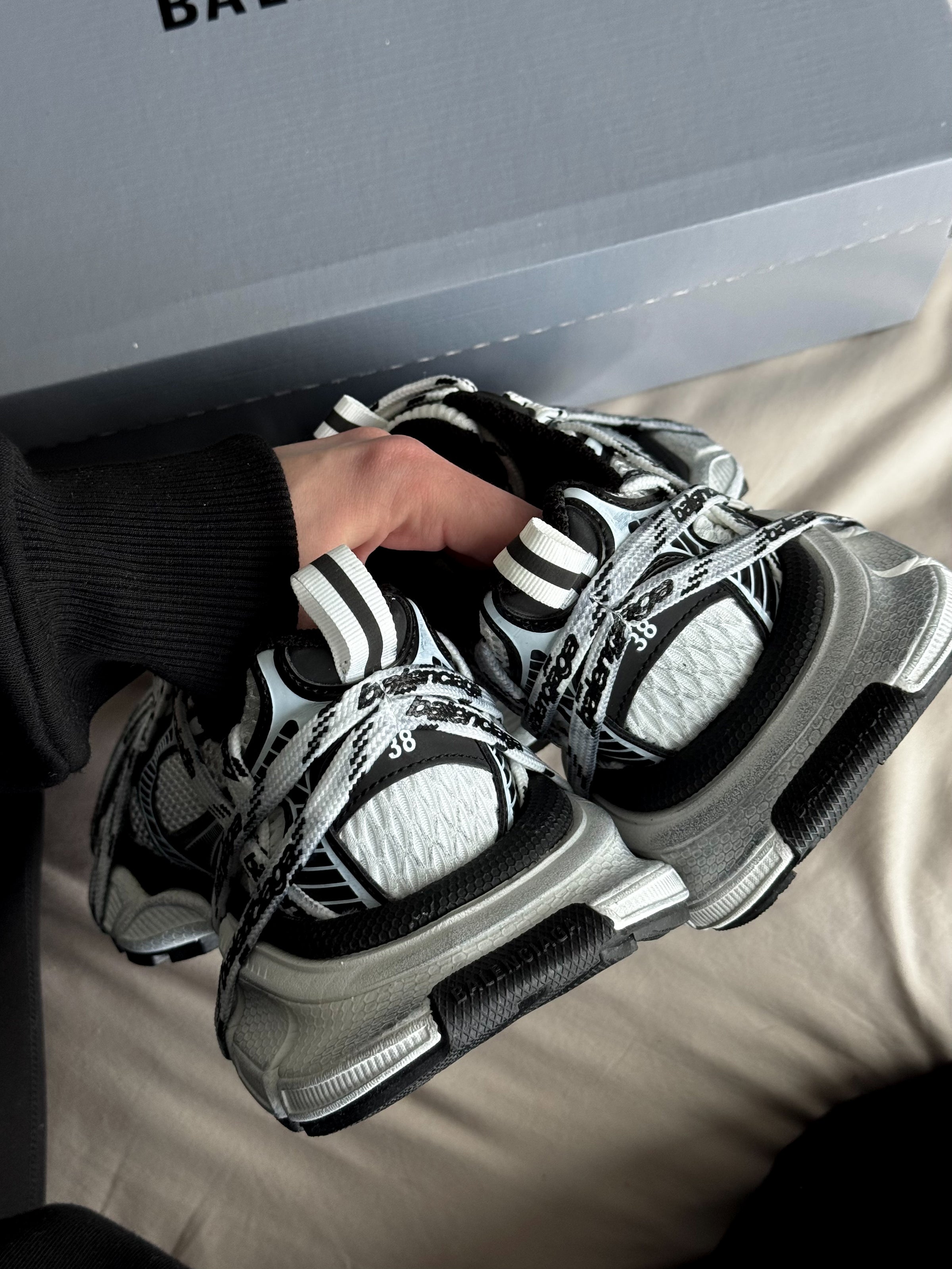 Balenciaga 3XL Extreme Laces Logo Sneaker in White Black