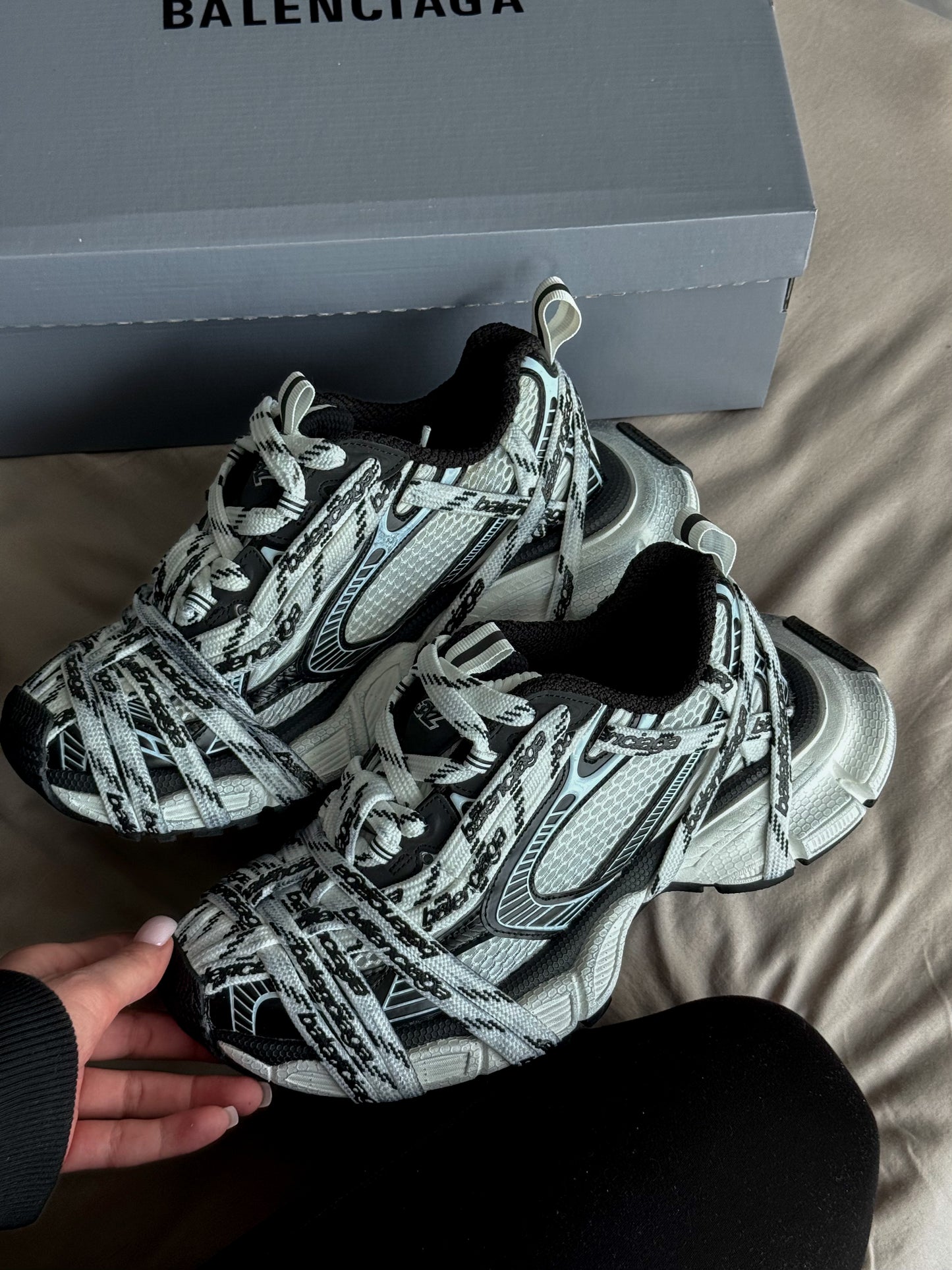 Balenciaga 3XL Extreme Laces Logo Sneaker in White Black