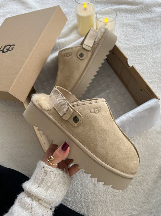 UGG Lanah Clog Brown Beige Platform - oceanhype - 