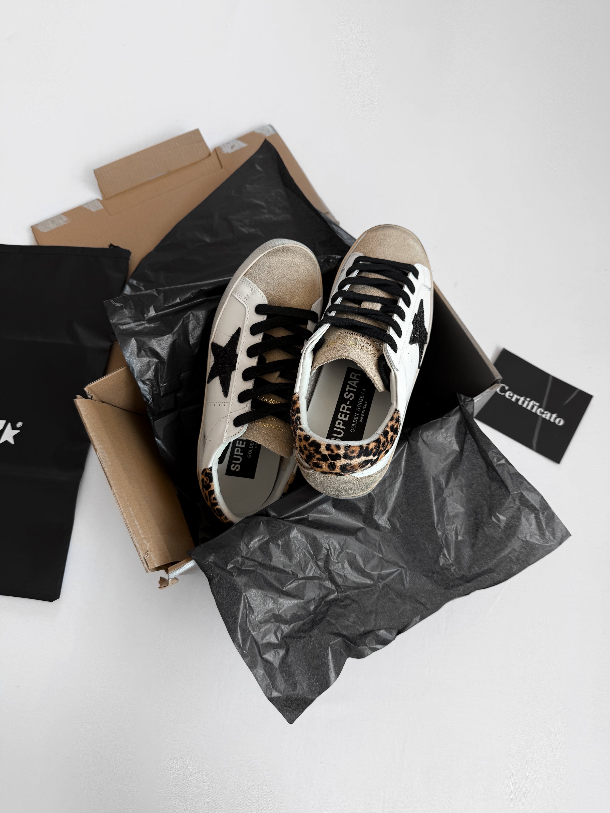Golden Goose Super-Star Leopard  Black Glitter Star