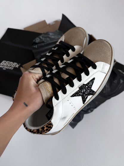 Golden Goose Super-Star Leopard  Black Glitter Star