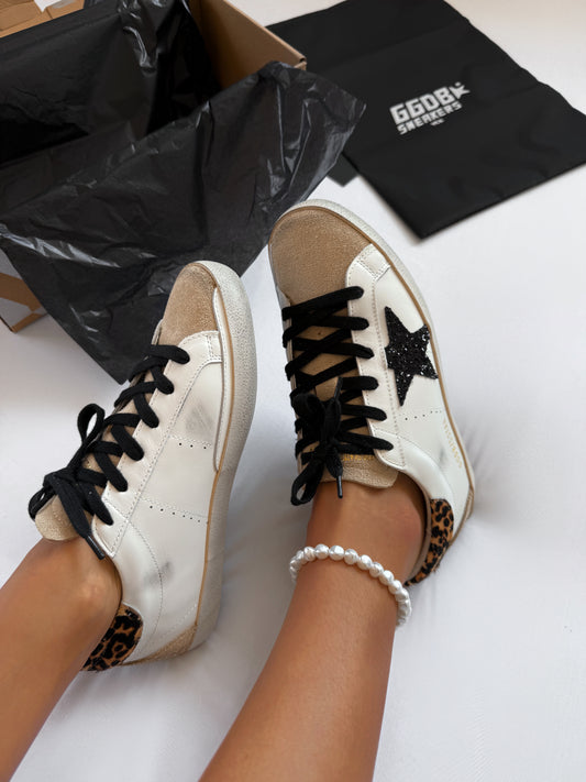 Golden Goose Super-Star Leopard  Black Glitter Star