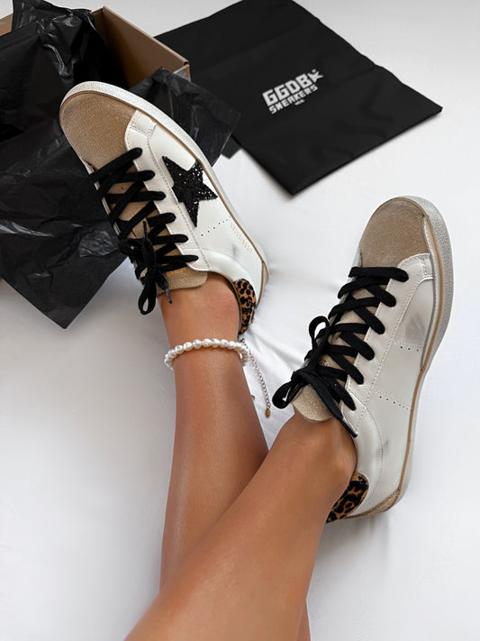 Golden Goose Super-Star Leopard  Black Glitter Star