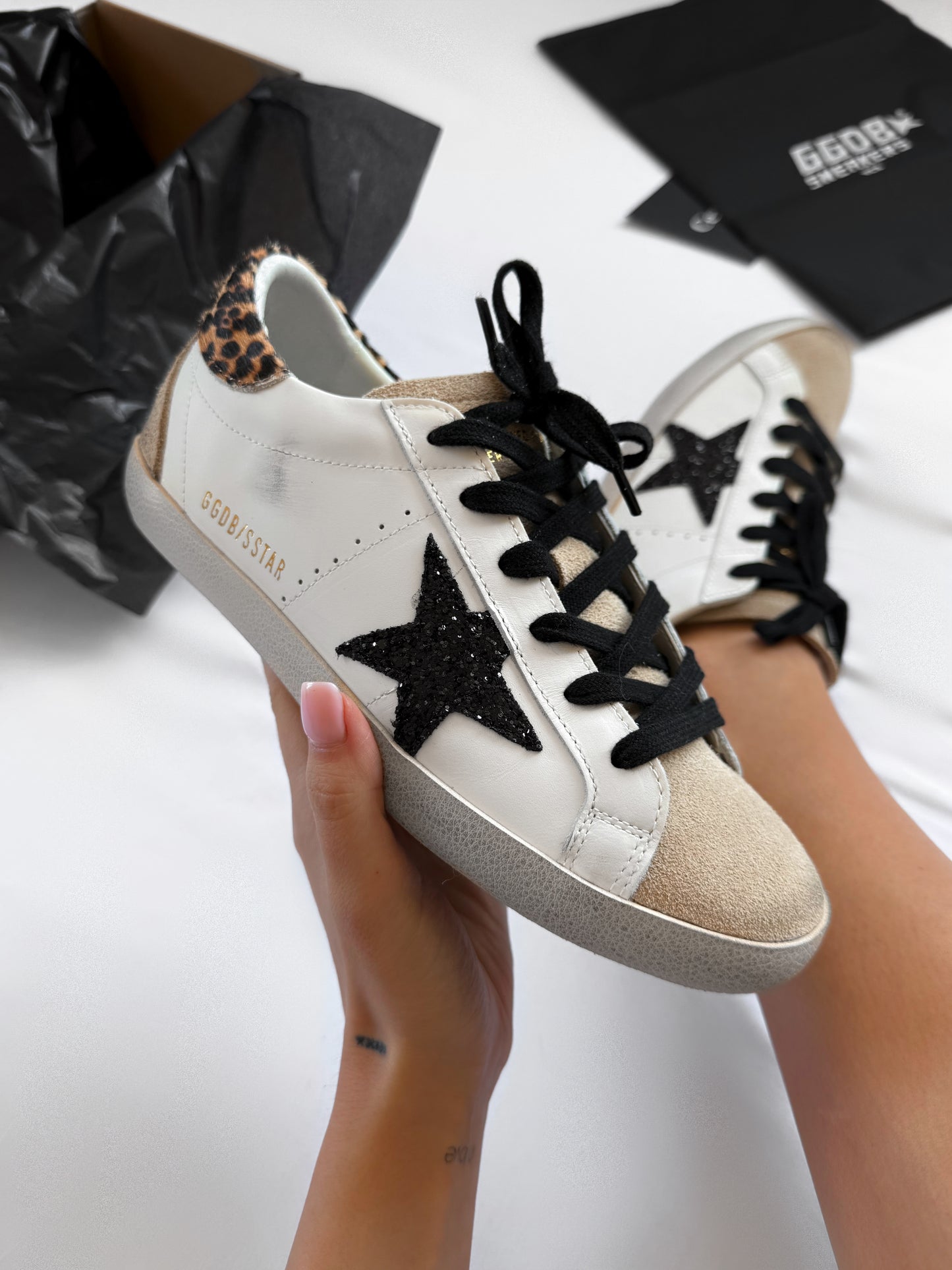 Golden Goose Super-Star Leopard  Black Glitter Star