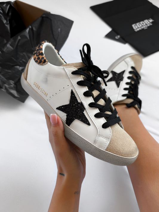 Golden Goose Super-Star Leopard  Black Glitter Star