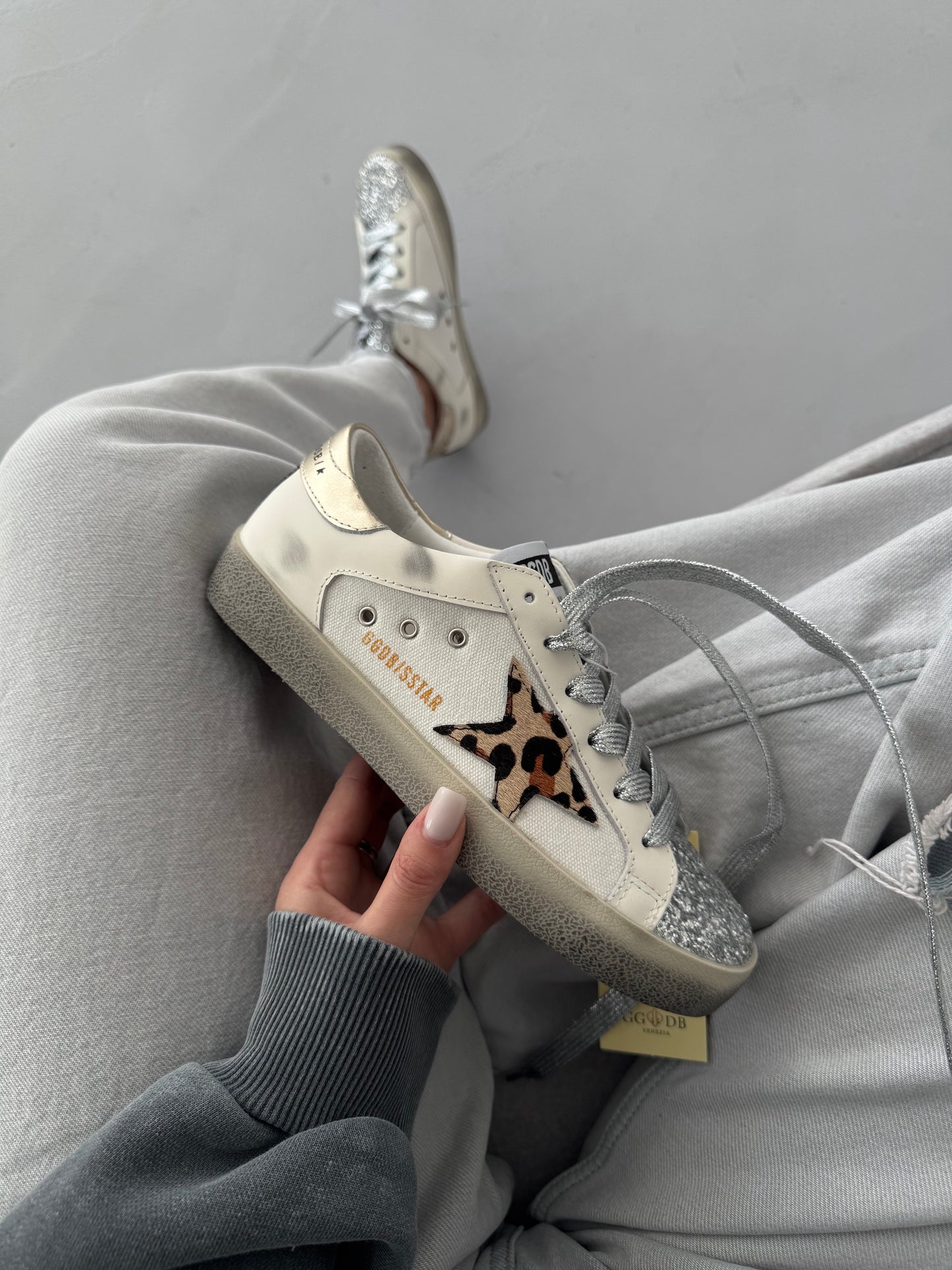 Golden Goose Superstar GGDB SSTAR Leo Print Silver Sparkle