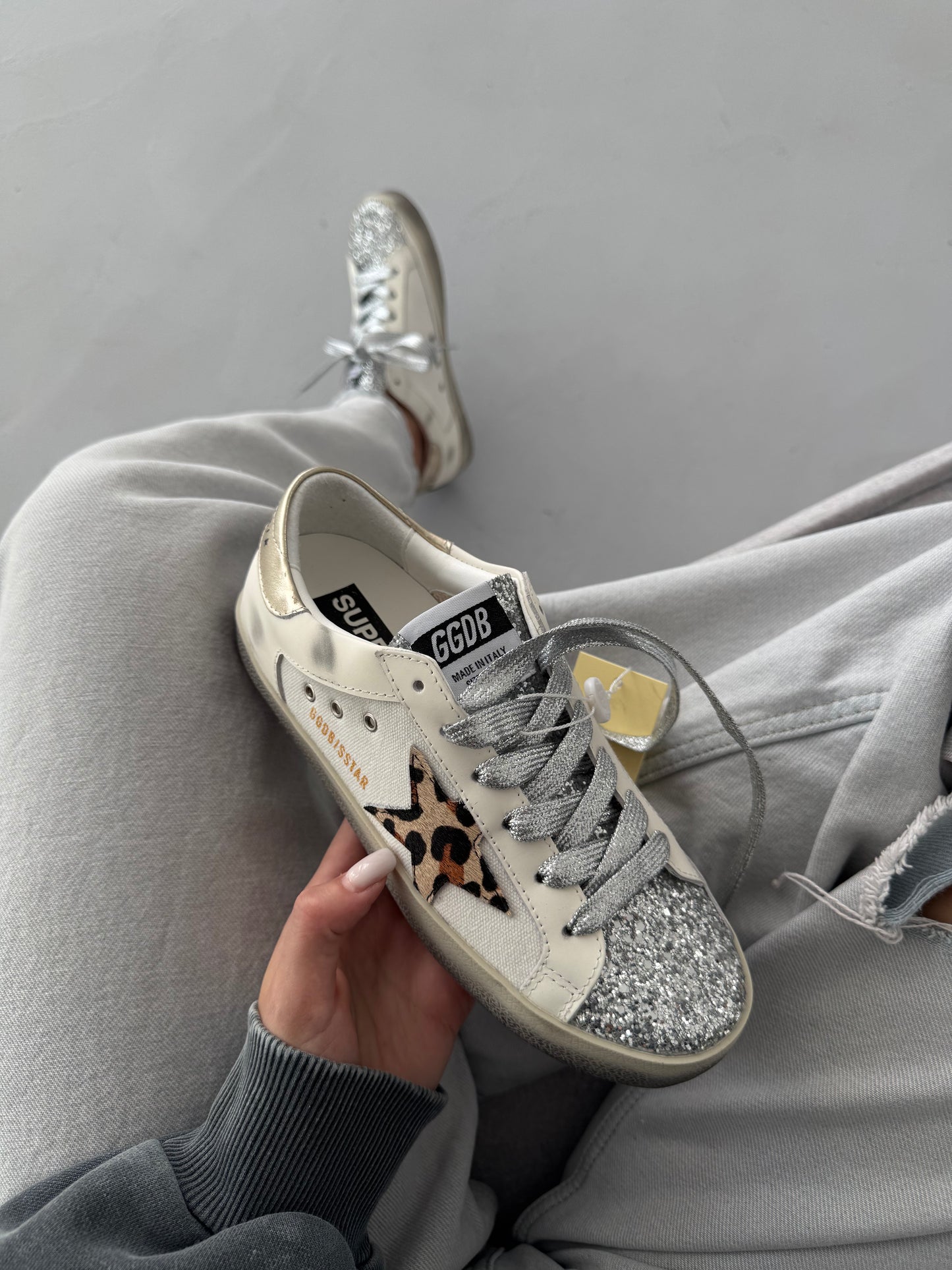 Golden Goose Superstar GGDB SSTAR Leo Print Silver Sparkle