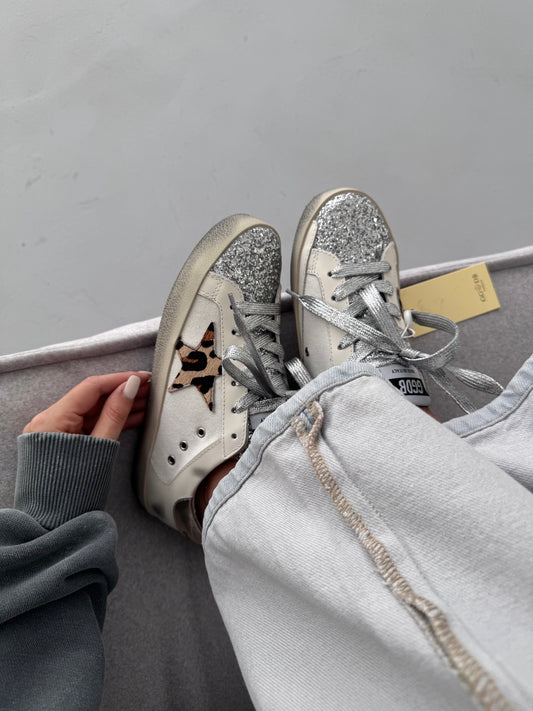 Golden Goose Superstar GGDB SSTAR Leo Print Silver Sparkle