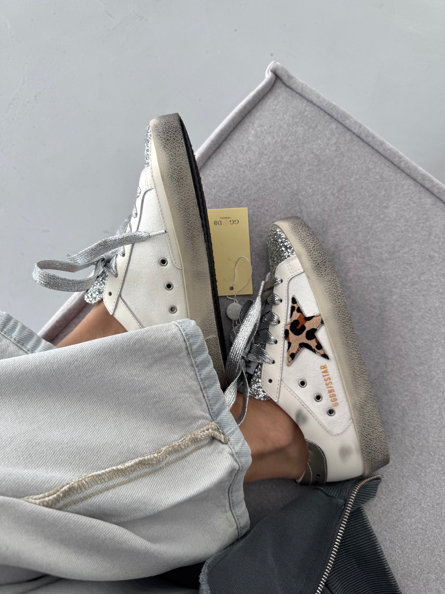 Golden Goose Superstar GGDB SSTAR Leo Print Silver Sparkle