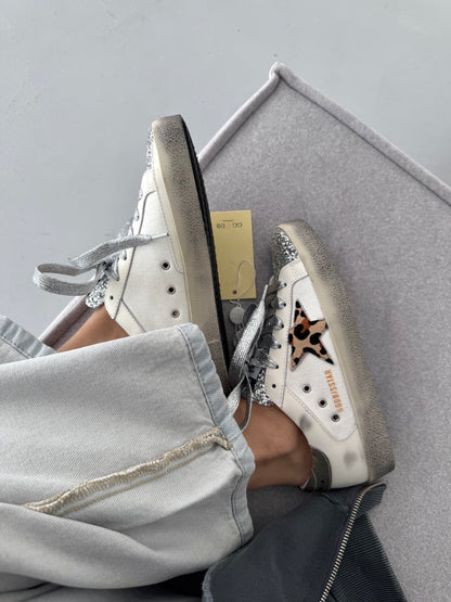 Golden Goose Superstar GGDB SSTAR Leo Print Silver Sparkle