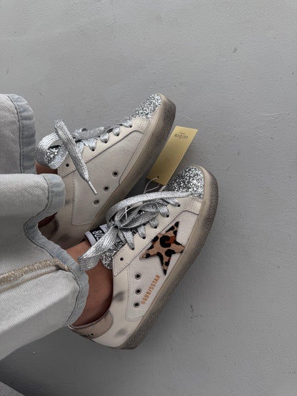 Golden Goose Superstar GGDB SSTAR Leo Print Silver Sparkle