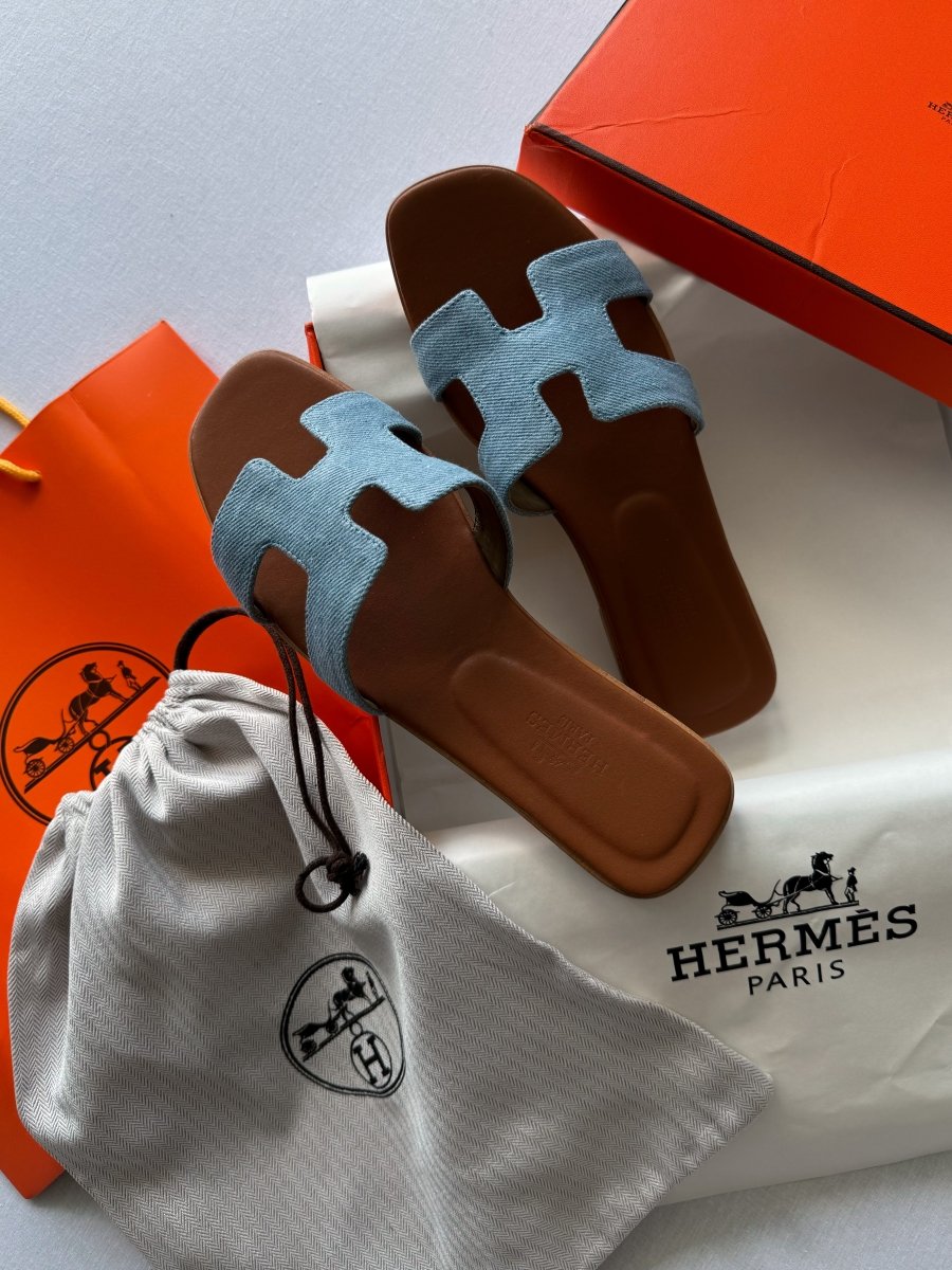 Hermes Oran Jeans Slippers - oceanhype - 