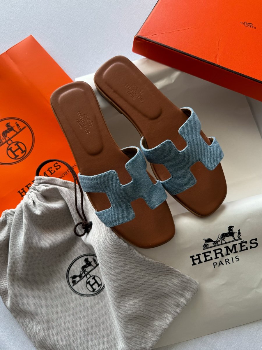 Hermes Oran Jeans Slippers - oceanhype - 