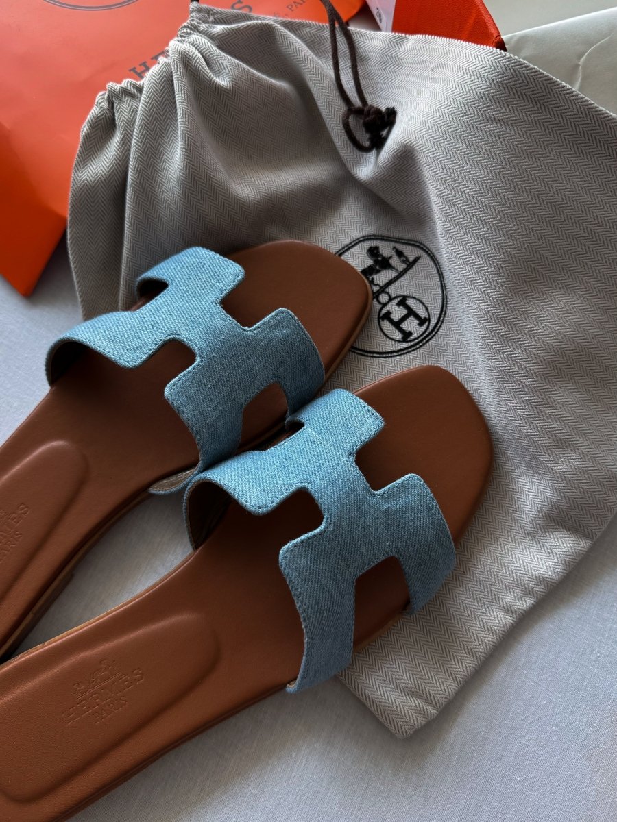 Hermes Oran Jeans Slippers - oceanhype - 