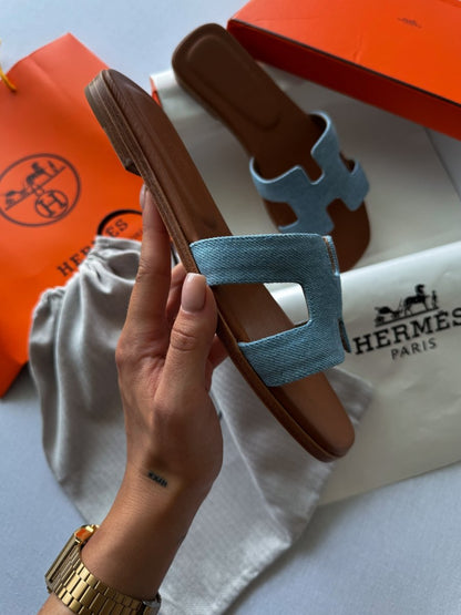 Hermes Oran Jeans Slippers - oceanhype - 