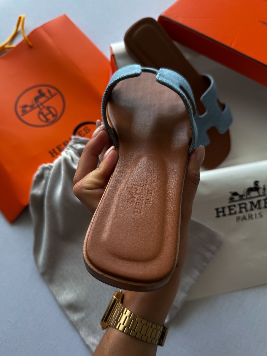Hermes Oran Jeans Slippers - oceanhype - 