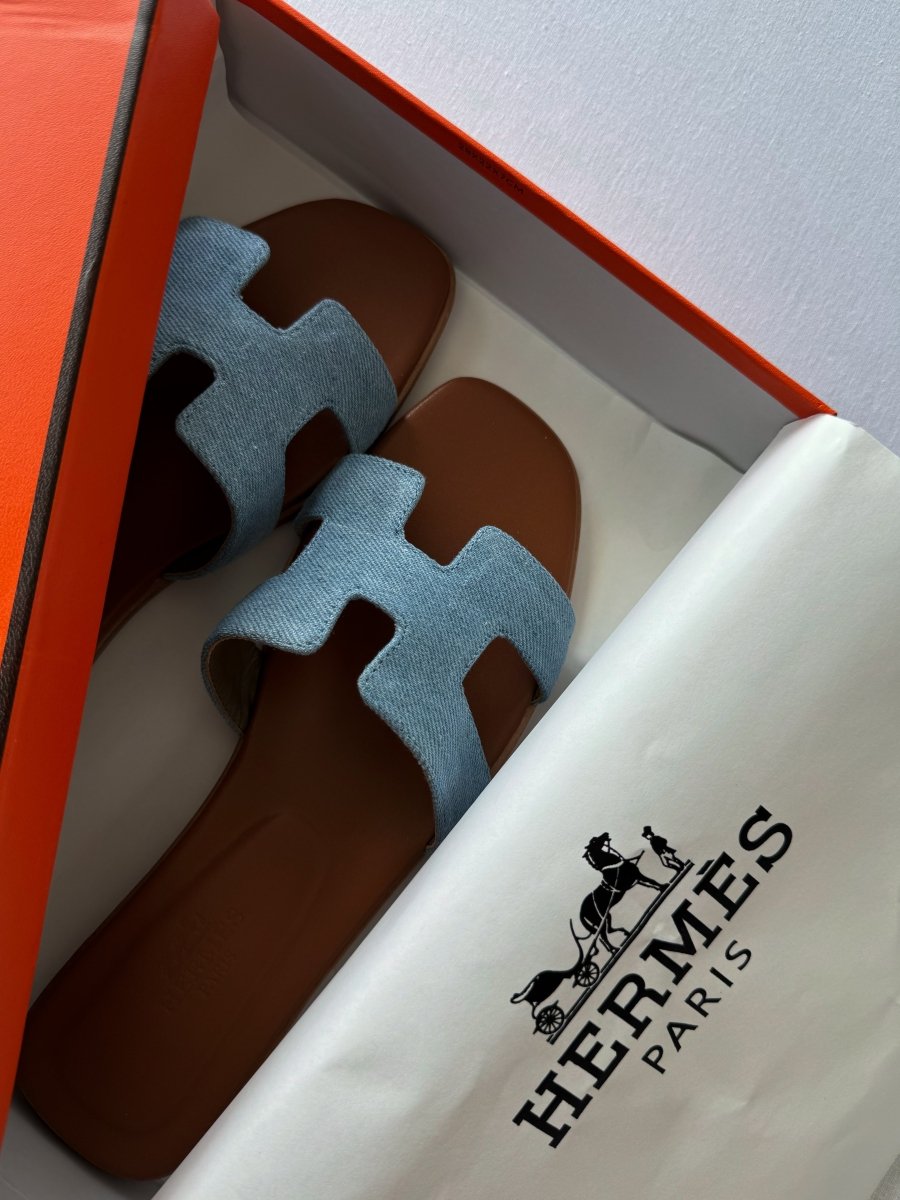 Hermes Oran Jeans Slippers - oceanhype - 