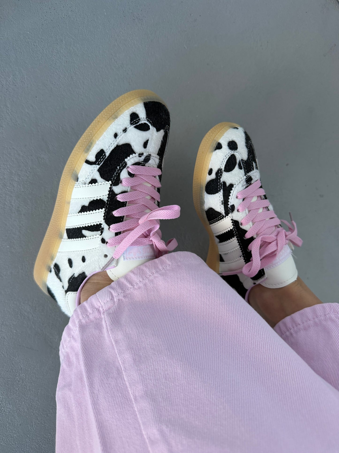 Adidas Samba Pink Laces Cow Print